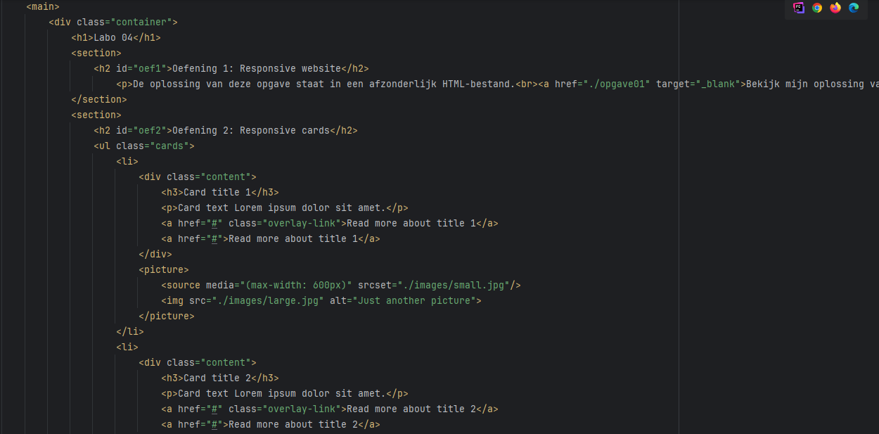 Foto van de CSS-code uit labo 4